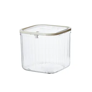 Transparent plastic desktop trash can with push lid, modern style daily storage container