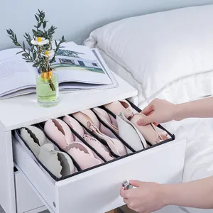 Foldable underwear storage box organizer for bra and socks multi grid fabric home