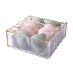 Mesh bra and underwear organizer storage box for drawer closet wardrobe organization.