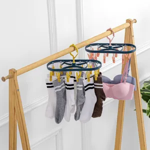 Appendiabiti in Plastica Multifunzionale Con Dodici Clip Design Antivento Portatile Calzini Intimo