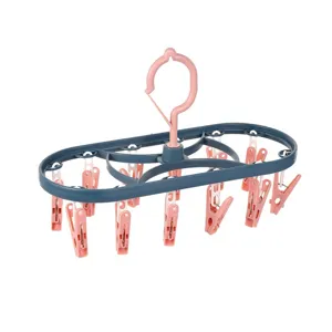 Appendiabiti in plastica multifunzionale con 12 mollette per asciugare calze e biancheria intima.