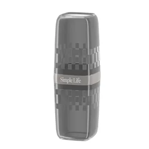 Portable travel toothbrush cup and mouthwash mug, grey transparent storage holder for home use.