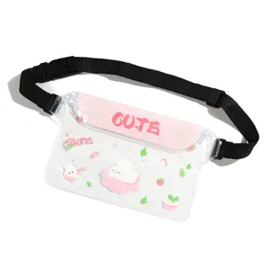 Transparante waterdichte heuptas met schattig konijnenontwerp, telefoonhoesje voor buiten.
