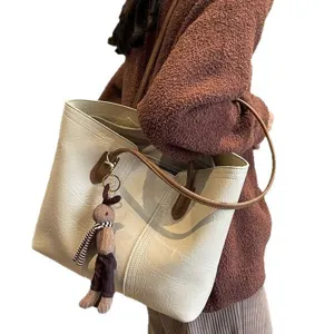 Κορειάτικη casual μεγάλη τσάντα shopper γυναικεία μπλοκ χρώματος ώμου χειρός ευέλικτη