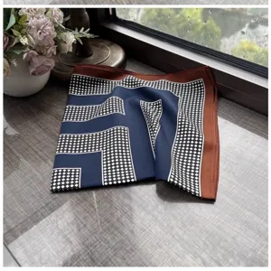 Primavera verano delgado 53cm panuelo cuadrado estampado geometrico panuelo estilo seda