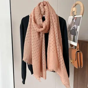Leichter rosa Pünktchen Langschal für Damen, vielseitiges Frühlings- und Herbsttuch Halstuch