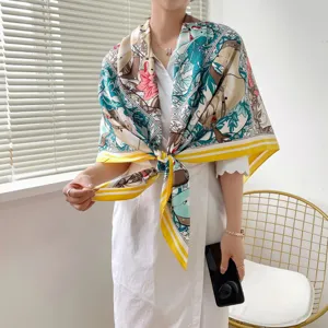 Seidentuch Damen elegant vintage Kutsche Druck grosses Tuch Sommer Sonnenschutz Schal
