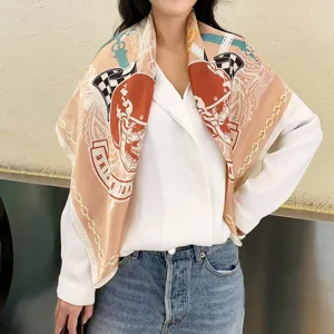 Women vintage skull print square scarf fashion silk feel neckerchief wrap accessories