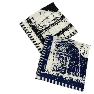 Elegant grand carre de soie de 130 cm, chale abstrait polyvalent pour femme mode ete.