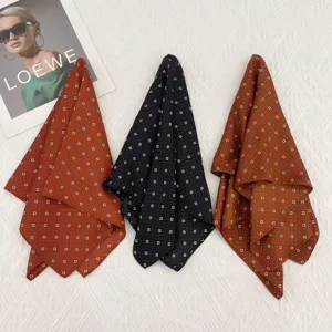 Chic pañuelo cuadrado de seda con lunares 53cm elegante pañuelo de cuello moda verano