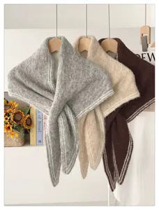 Otoño invierno bufanda triangular de punto mujer acogedora cálida chal suave elegante versátil