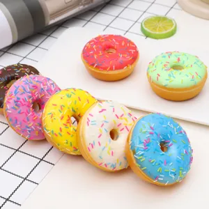 Colorful PU foam realistic donut models with sprinkles for fridge magnets decor and props