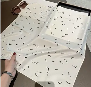 Spring summer new fashion silk feel small square scarf elegant black bird print 53cm
