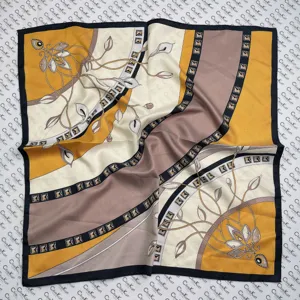 Sommer dünnes quadratisches Seidentuch für Damen, elegantes Blumen geometrisches Accessoire.