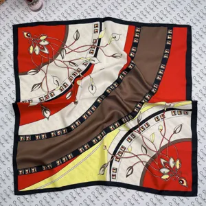 Elegantes Seidentuch quadratisch Damen Retro Blumen Print Halstuch Mode Accessoire.