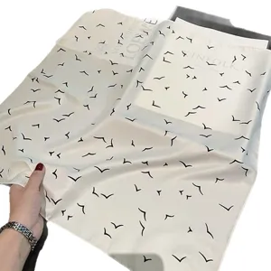 Silk feel small square scarf for women, elegant black bird print spring summer neckerchief 53cm.