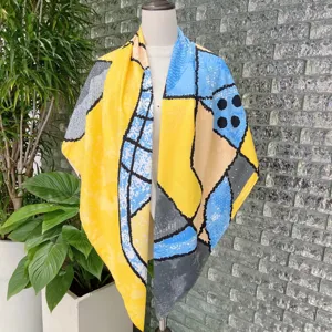 Geometrische print zijden sjaal vrouwen vierkante mode zomer zonbescherming halsdoek