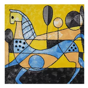 Geometrisch geprinte zijden vierkante sjaal voor vrouwen, elegant abstract paardenontwerp mode.