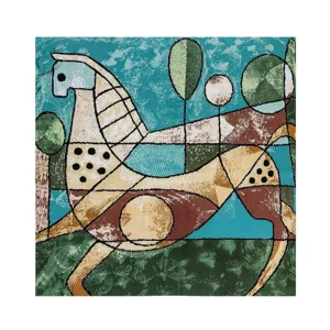 Elegante vierkante zijden sjaal voor dames met geometrische paardenprint, modieus accessoire.