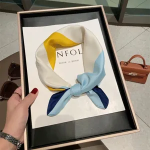 Γυναικείο Μόδας Γεωμετρικό Μπλοκ Χρωμάτων Τυπωμένο Τετράγωνο Μαντήλι Πολυεστέρας Αίσθηση Μεταξιού Μετακίνηση Μικρό Μαντήλι Λαιμού Κορδέλα