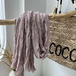 Natürlicher Knitterleinen Schal, Vintage Stil Malve Tuch, leicht atmungsaktiv Sonnenschutz.