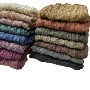 Knitterwolle Baumwolle Leinen Schal Tuch einfarbig Vintage Stil vielseitig unisex Mode Accessoire