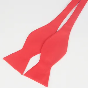 Classic red self-tie bow tie for men, made of smooth polyester for formal business and events.