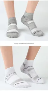 Herren atmungsaktive Sportsocken Low Cut Laufnetz Socken dicker Frotteeboden grau weiss