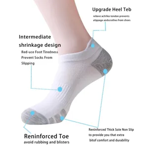 Close-up detail of the breathable low-cut sports running sock with reinforced grey heel.