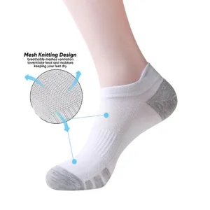 Men women sports ankle socks breathable mesh low cut running socks in classic white grey.