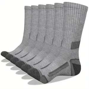 Calze sportive grigie da uomo, calze lunghe a costine con supporto imbottito per arco e punta.