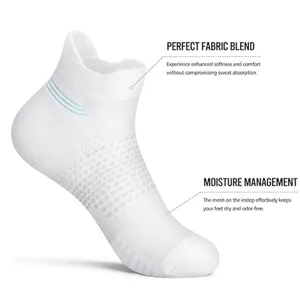 Breathable mesh ankle sports sock detail showing moisture management and fabric comfort blend.