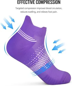 Breathable athletic compression socks with targeted support and mesh ventilation for active wear.