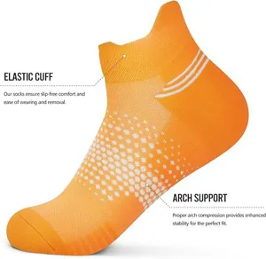 Breathable athletic running socks with elastic cuff and arch support for men and women.