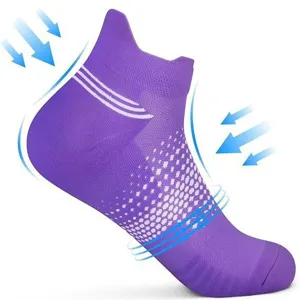Breathable athletic ankle socks for men and women, mesh design for running and sports fitness.