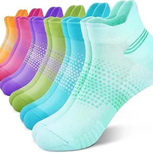 Unisex breathable mesh short sports socks with heel protection, vibrant gradient colors for daily wear.