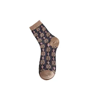 retro vintage blumen damen mittelsocken herbst winter freizeit warme strick strumpfwaren