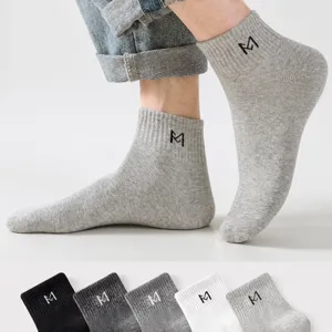 Calze Corte Casual in Misto Cotone da Uomo Calze alla Caviglia Taglio Basso Calze Sportive Traspiranti Con Ricamo Lettera M