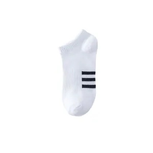 Calzini corti bianchi da uomo con tre strisce nere cotone traspirante calze sportive estive