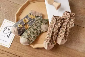 Vintage embossed floral women socks, spring and summer breathable casual short socks for girls