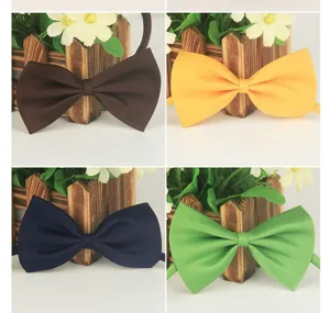 Nœud papillon uni en polyester pour adultes, enfants et animaux, idéal pour fêtes et spectacles.