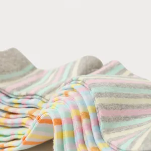 Colorful striped mid-tube casual socks for women, breathable cotton daily wear soft