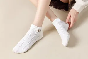 Japanese style white low cut women socks breathable thin short boat socks for spring summer