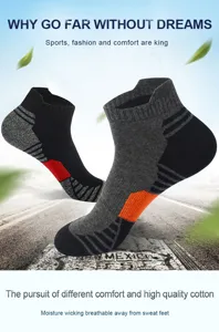 Detailed view of men's athletic socks featuring breathable mesh and comfortable heel tab design.