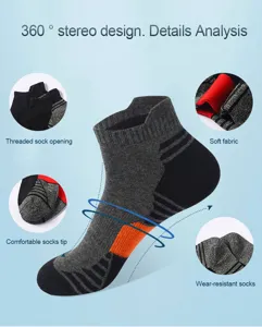 Men's athletic sports ankle socks with breathable fabric, cushioned heel and wear-resistant design.