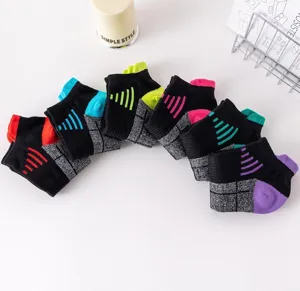 Men's breathable athletic ankle socks, thin summer running socks with colorful stripes.