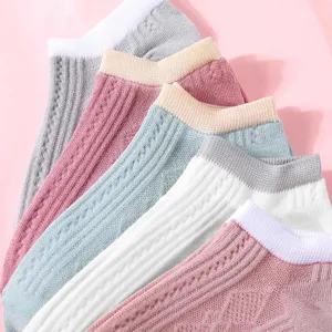 Women short socks summer cute solid color low cut sweet socks breathable everyday wear