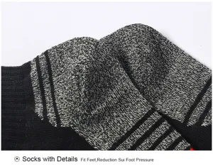 Close-up detail of men's athletic socks showing breathable mesh texture and reinforced heel.