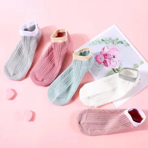 Women cute low cut socks summer solid color shallow ankle boat socks breathable soft footwear