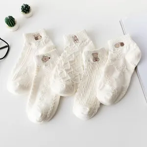 White women socks low cut cute embroidered short socks breathable cotton summer thin socks